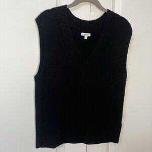 Reitmans Black Sweater Vest Womens S Oversized V-neck Ribbed Academia Preppy